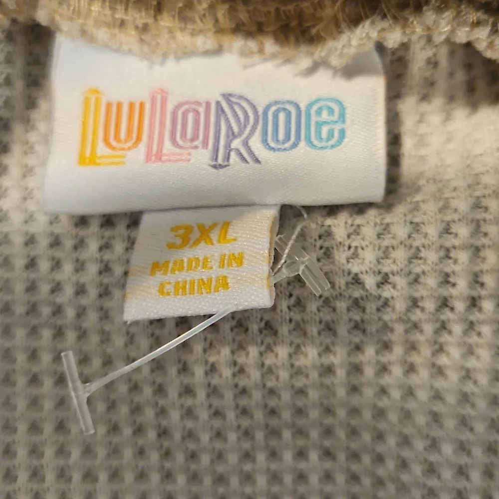 👚LuLaRoe Cream and Brown Cowl Neck Sweater